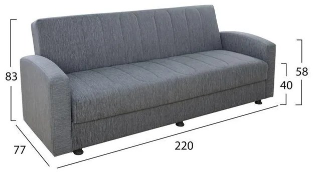Καναπές - Κρεβάτι Dimos V05 3θέσιος Ύφασμα Γκρί 220x77x83 εκ. 220x77x83 εκ.