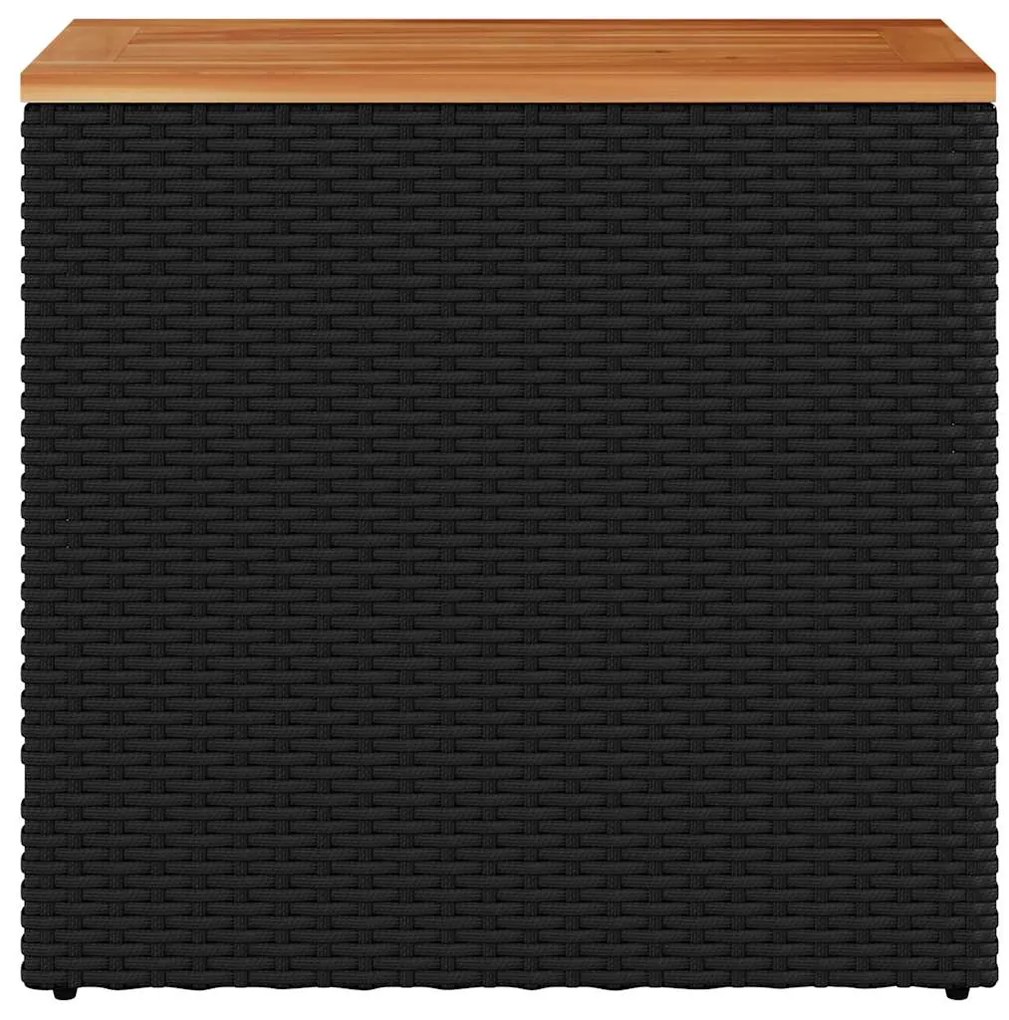 vidaXL Βοηθητικό Τραπεζάκι Κήπου με Ξύλινη Επιφάνεια Μαύρο 58x27,5x55 εκ. από Συνθετικό Ρατάν