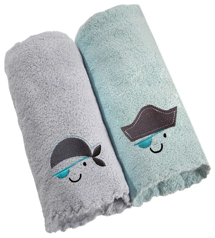 Πετσέτες Βρεφικές Boy Set 4 (Σετ 2τμχ) Mint-Grey Guy Laroche Towels Set 35x50cm Microfiber