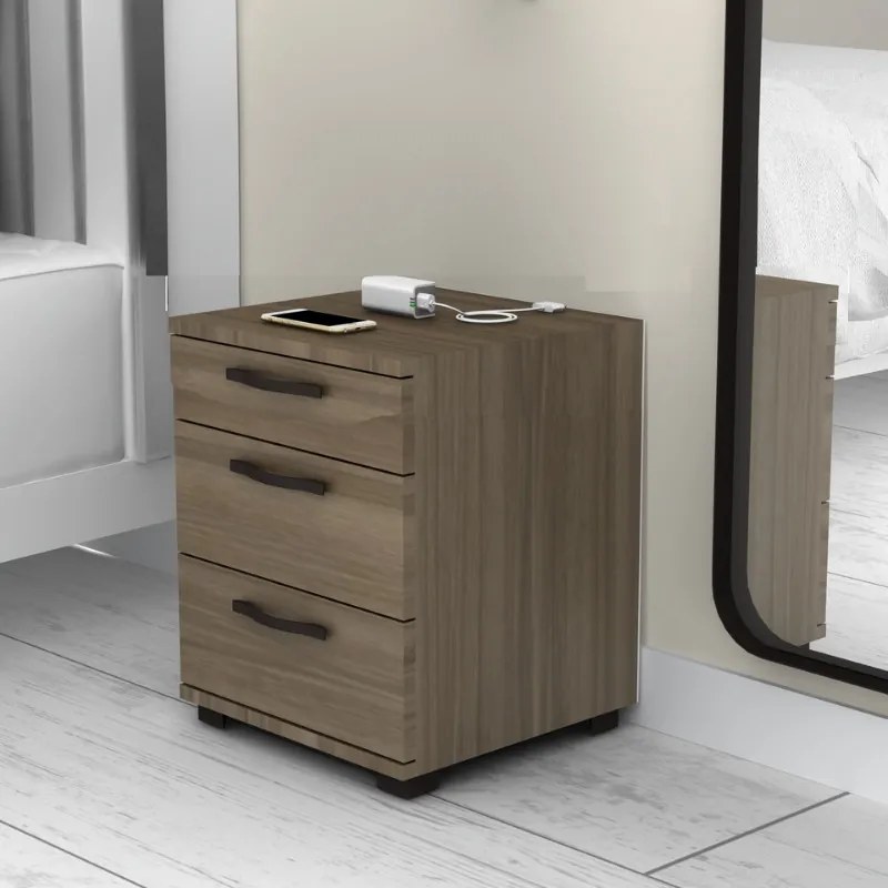 Κομοδίνο - Συρταριέρα γραφείου Roco Megapap χρώμα καρυδί 40x39x57εκ.