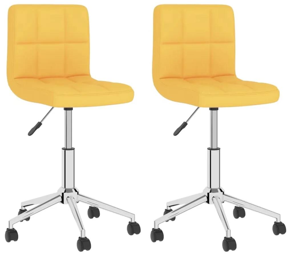 Καρέκλες Τραπεζαρίας Περιστρεφόμενες 2 τεμ. Μουσταρδί Ύφασμα - Κίτρινο