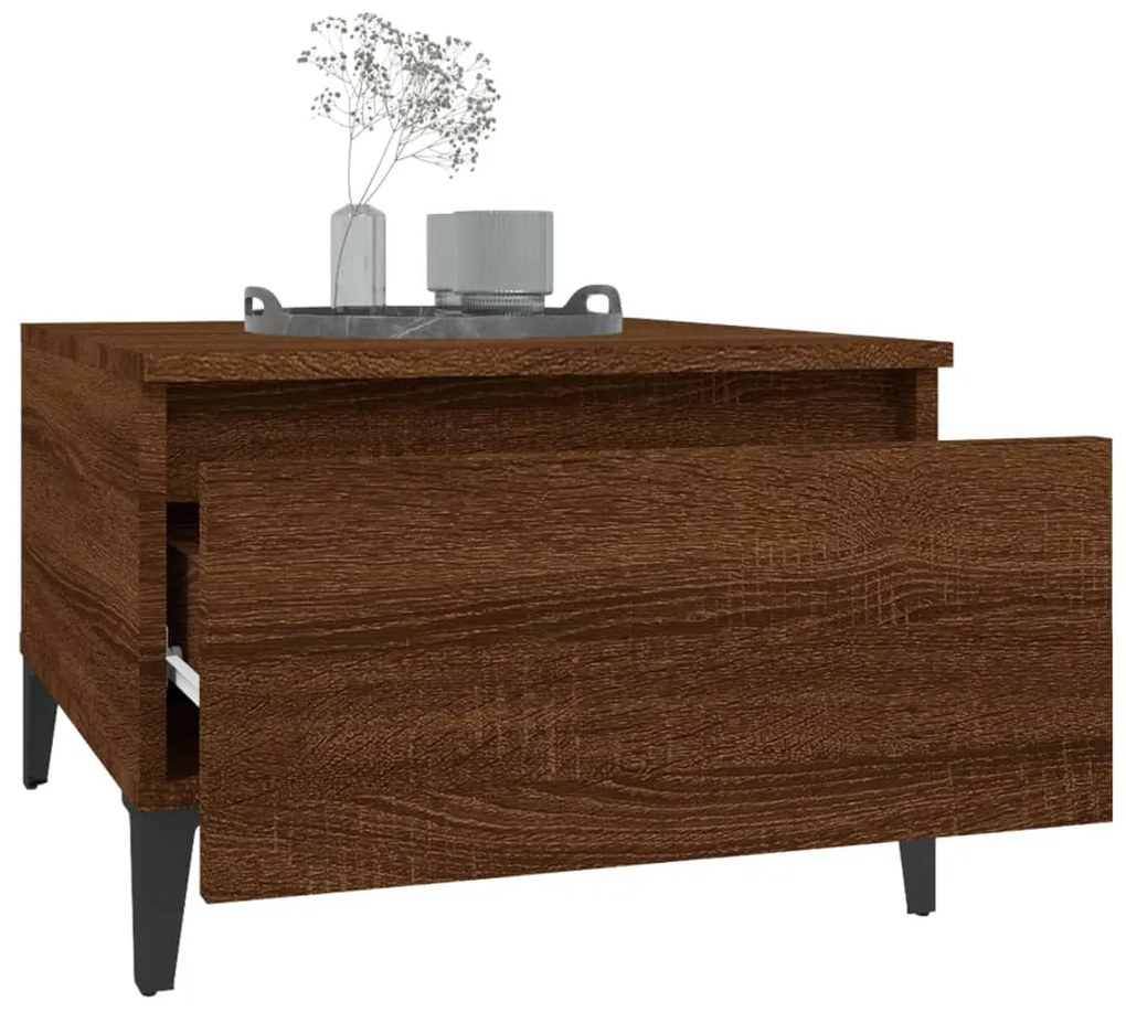 vidaXL Τραπέζι Βοηθητικό Καφέ Δρυς 50x46x35 εκ. Επεξεργασμένο Ξύλο