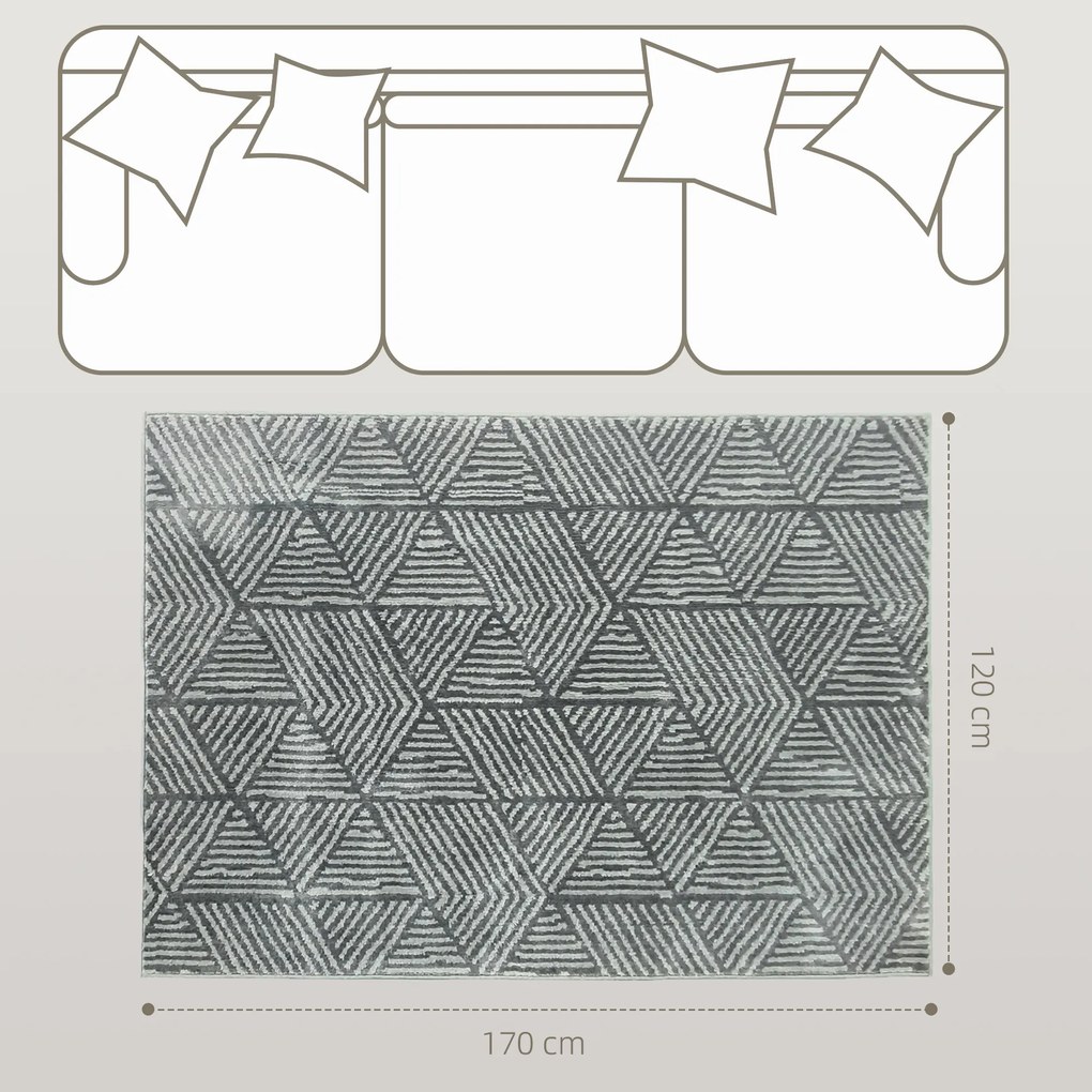 HOMCOM Χαλί σαλονιού μοντέρνου στυλ, πλενόμενο χαλί 170 x 120 cm σκούρο γκρι