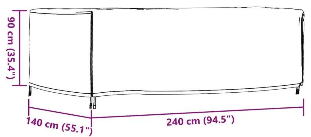 Καλύμματα Επίπλων Κήπου 8 Ατόμων 2τεμ. Μαύρο 240x140x90εκ. 420D - Μαύρο