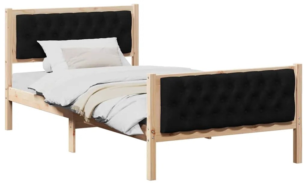 vidaXL Σκελετός Κρεβατιού Μαύρο 100 x 200 cm Στερεά ξυλεία πεύκου