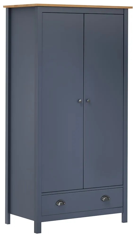 vidaXL Ντουλάπα Hill Δίφυλλη Γκρι 89x50x170 εκ. Μασίφ Ξύλο Πεύκου