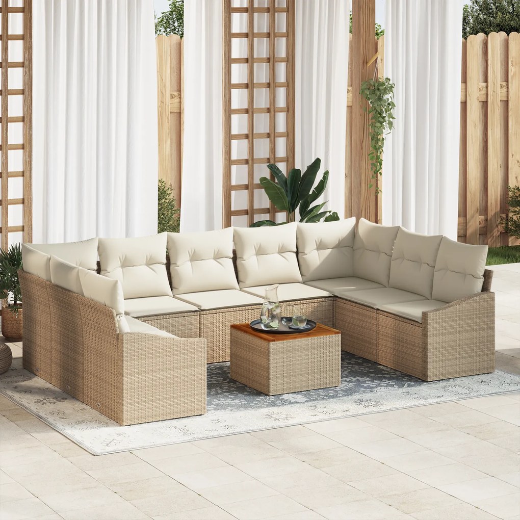 vidaXL Σετ Καναπέ Κήπου 10 pcs Beige, λευκό 55 x 55 x 37 εκ