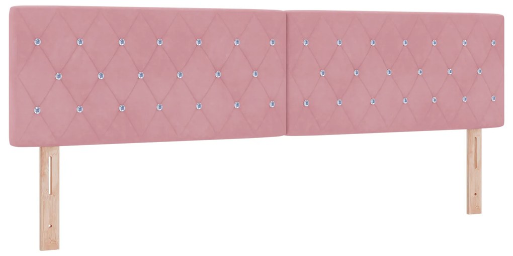 vidaXL Κρεβάτι Box Spring με Στρώμα & LED Ροζ 180x200 εκ. Βελούδο