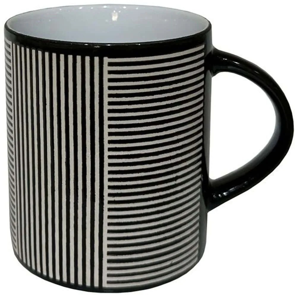 Κούπα Lines 028858 8x8x10cm White-Black Πηλός