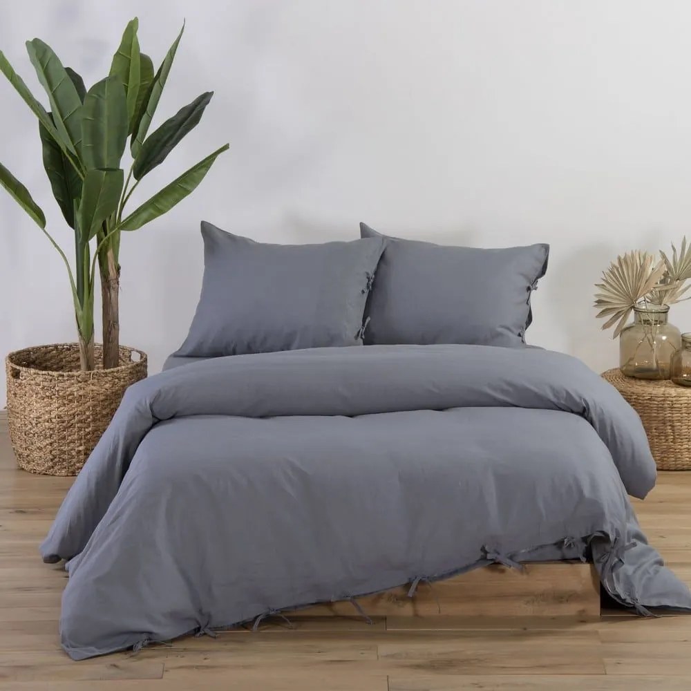 Παπλωματοθήκη Cotton-Linen Grey Nef-Nef King Size Βαμβάκι-Λινό