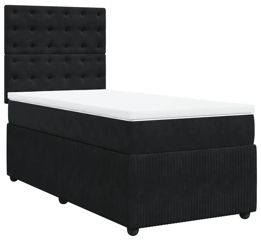 vidaXL Κρεβάτι Boxspring με Στρώμα Μαύρο 80 x 200 εκ. Βελούδινο