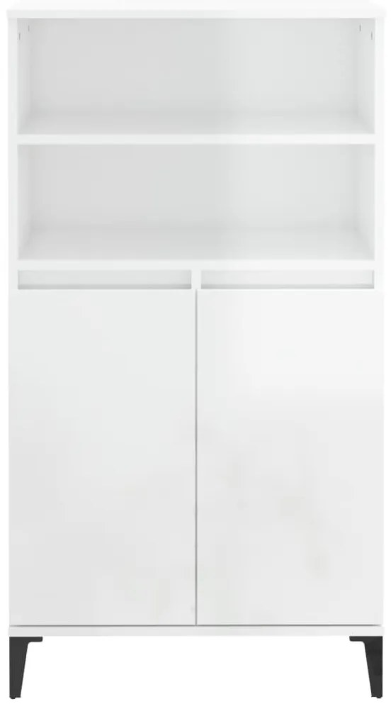 vidaXL Ντουλάπι Γυαλ. Λευκό 60 x 36 x 110 εκ. από Επεξεργασμένο Ξύλο