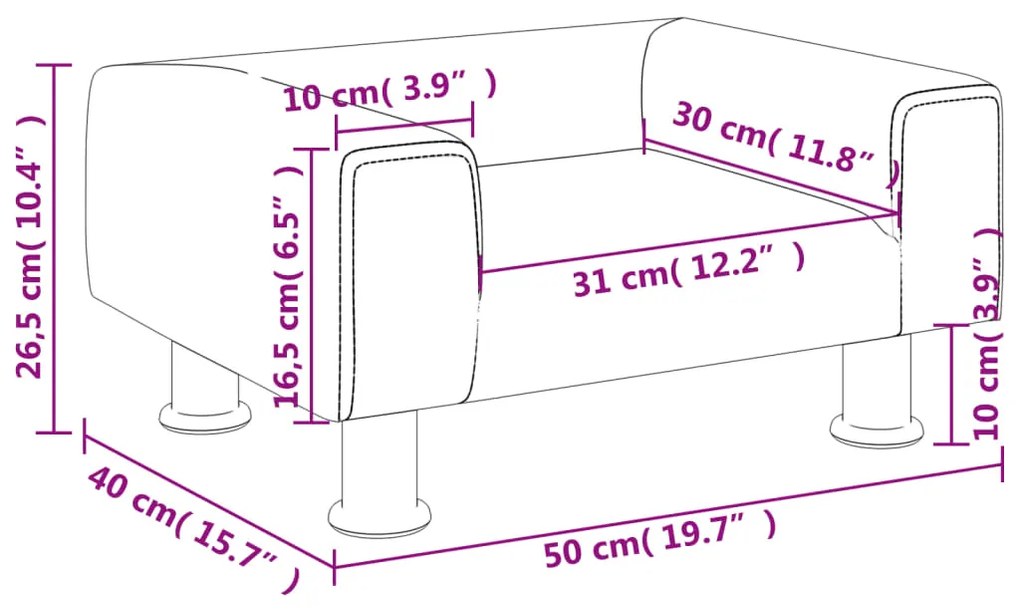 vidaXL Καναπές Παιδικός Μαύρο 50 x 40 x 26,5 εκ. από Βελούδο