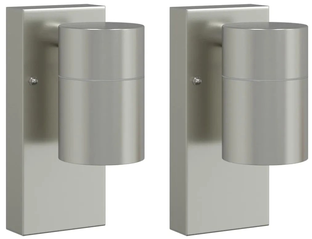 vidaXL Εξωτερικά Φωτιστικά Τοίχου 2 pcs Ασημί 6.5 x 10.5 x 16 εκ.