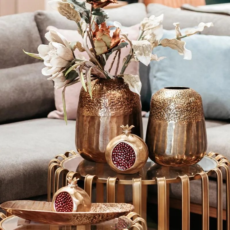 Μεταλλικό Διακοσμητικό Pomegranate FL449 Fylliana Χρυσό-Κόκκινο χρώμα 8x10x11εκ