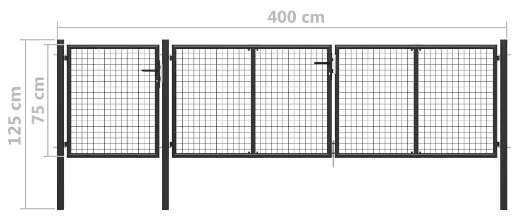 vidaXL Πόρτα Περίφραξης Κήπου Ανθρακί 400 x 75 εκ. Ατσάλινη