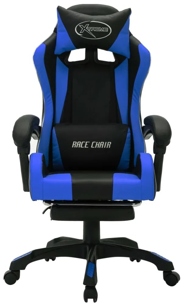 vidaXL Καρέκλα Racing με Φωτισμό RGB LED Μπλε/Μαύρο Συνθετικό Δέρμα