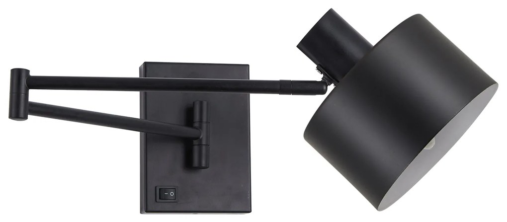 SE21-BL-52-MS1 ADEPT WALL LAMP Black Wall Lamp with Switcher and Black Metal Shade+