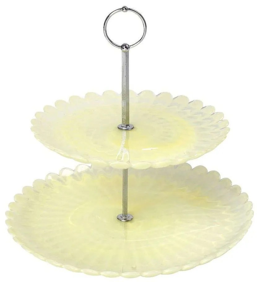 Ορντεβιέρα Διώροφη Atlas DAC1739 27x27x26cm Yellow Espiel Glass