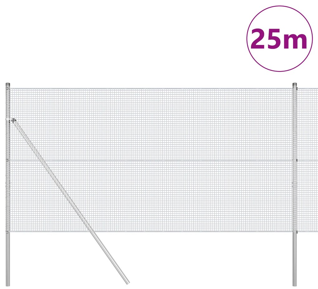 vidaXL Φράκτη γαλβανισμένου χάλυβα με 13 στυλό 1.4x25 μ.