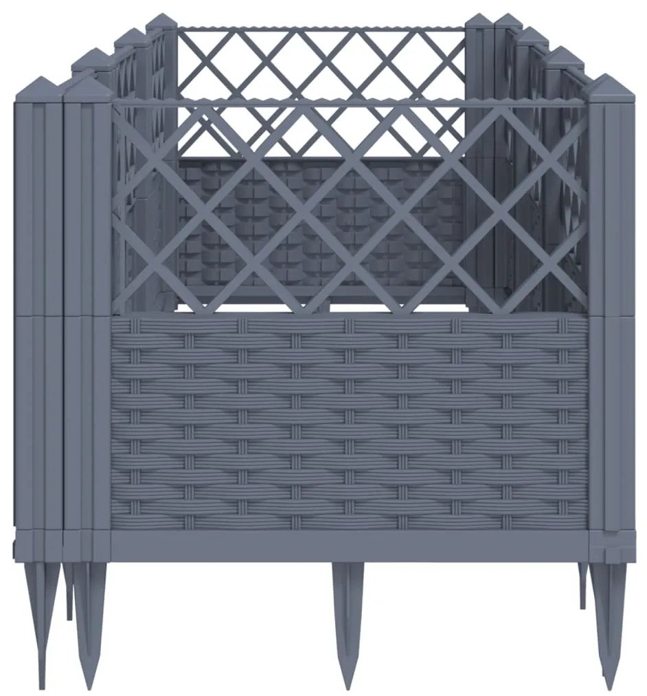 vidaXL Ζαρντινιέρα με Πασσάλους Μπλε Γκρι 123,5x43,5x43,5εκ. Πολυπροπυλένιο