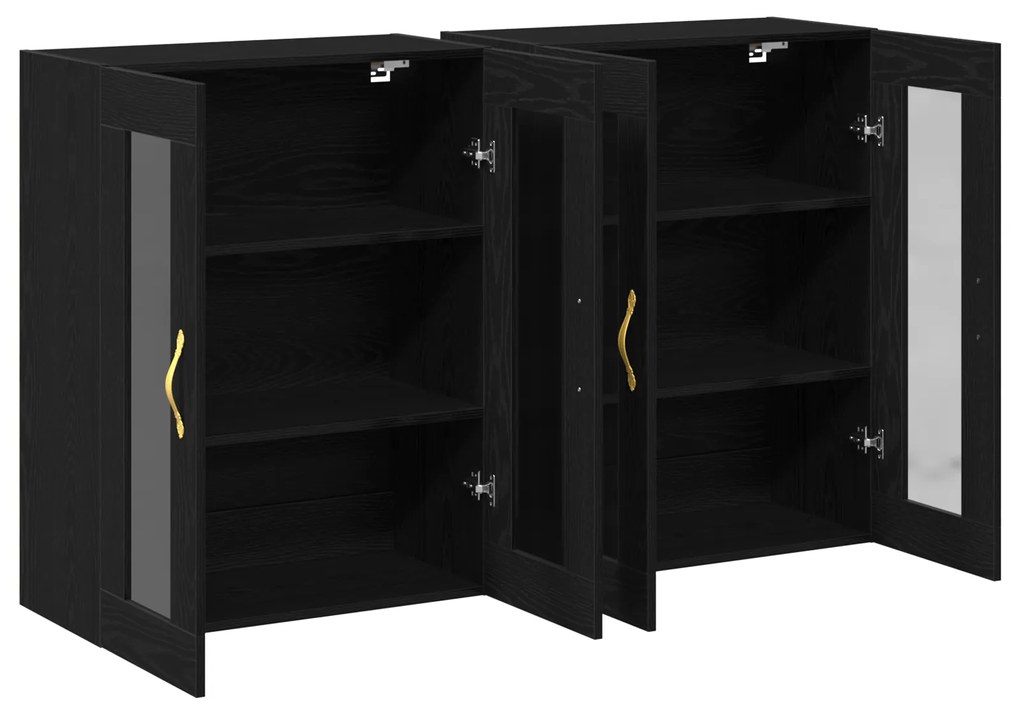 vidaXL Τοίχου ντουλάπες 2 τεμάχια Μαύρη Δρυς 69,5x34x90 εκ. Κατασκευασμένο ξύλο
