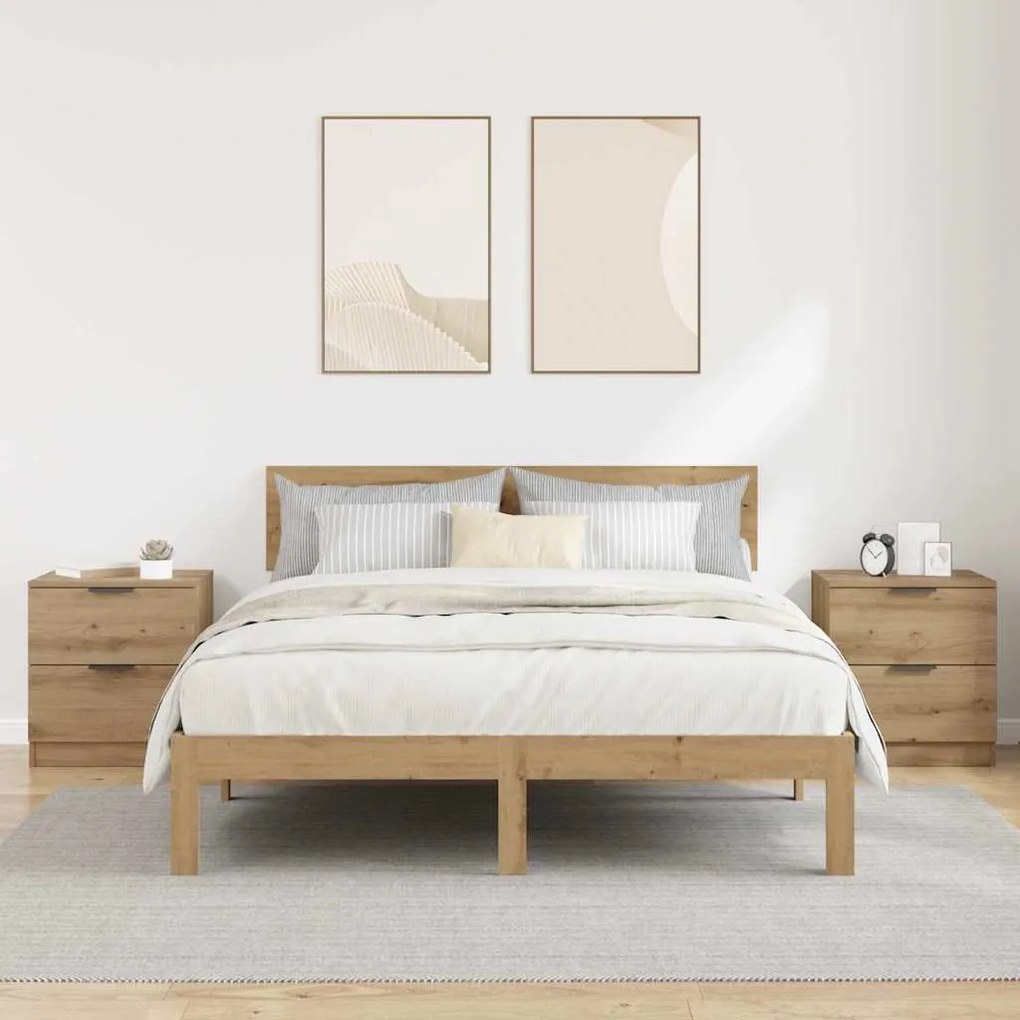 vidaXL Κομοδίνο 2 pcs artisan δρυς 45 x 39 x 50 εκ. Επεξεργασμένο ξύλο