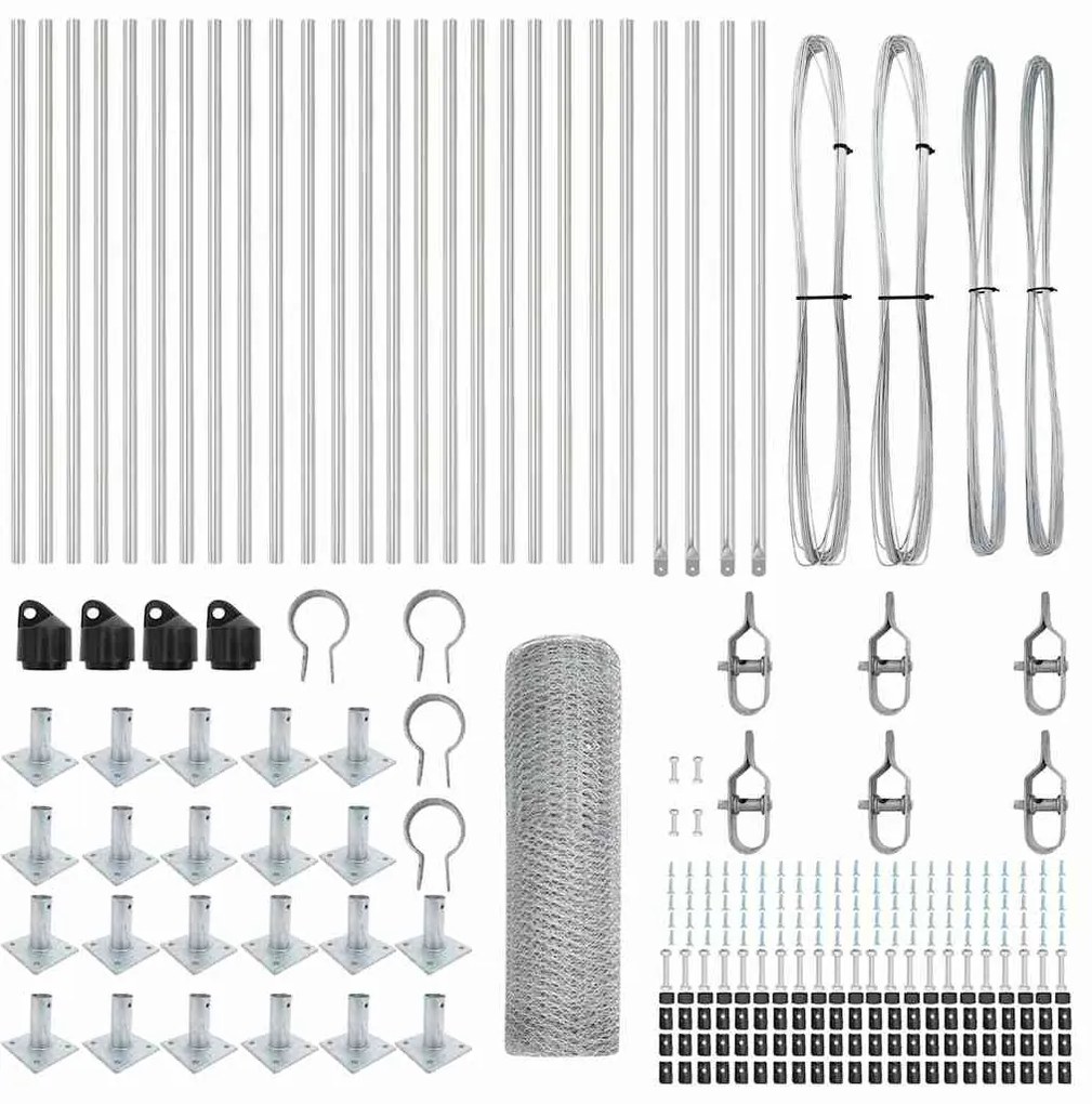 vidaXL Στύλος Περιφράξεων Ασημί 50 x 0,4 μ (25 mm πλέγμα) Ατσάλι