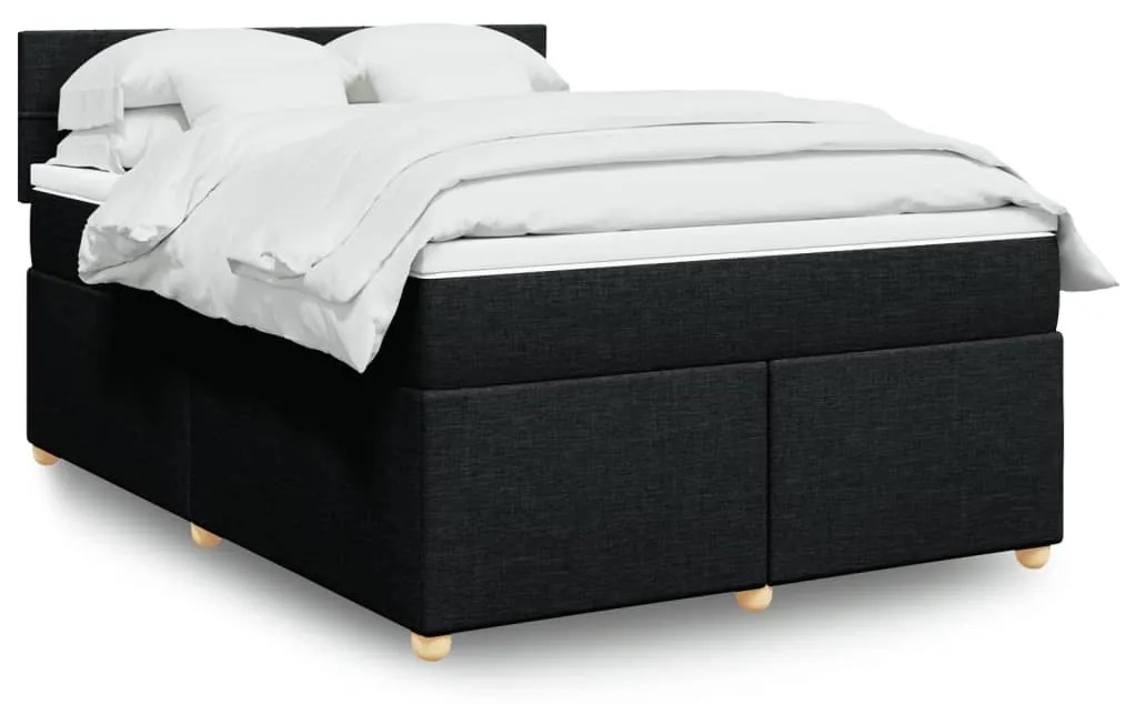 vidaXL Κρεβάτι Boxspring με Στρώμα Μαύρο 140x190 εκ. Υφασμάτινο