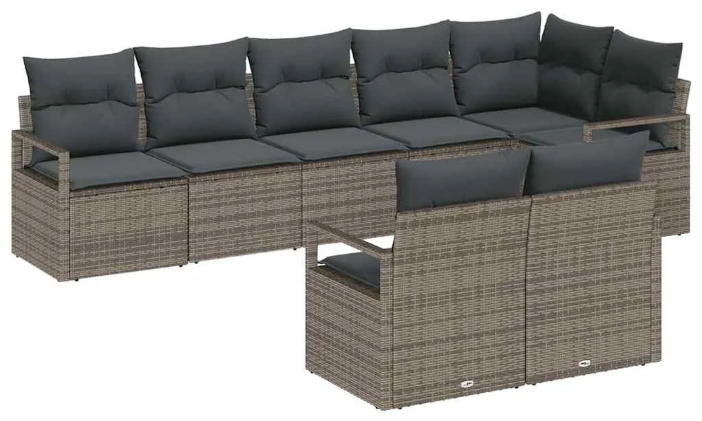 vidaXL Σετ Καναπέ Κήπου 8 pcs Γκρι Πολυ ράταν