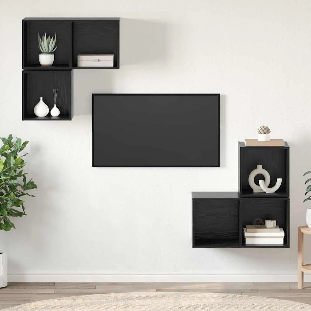 vidaXL 4 pcs Μαύρη δρυς 37 x 37 x 72 εκ Επεξεργασμένο ξύλο