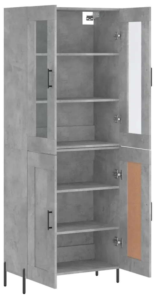 vidaXL Ντουλάπι Γκρι Σκυροδέματος 69,5x34x180 εκ. Επεξεργασμένο Ξύλο