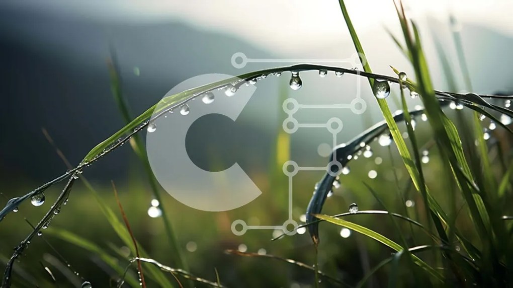 Intra Συλλεκτικό Ξύλινο Παζλ Plywood 4mm - Χλοώδες χωράφι με σταγονίδια δροσιάς και βουνά Σε Ξύλινο Κουτί - Διαστάσεις: 10x10 cm – 25 κομμάτια