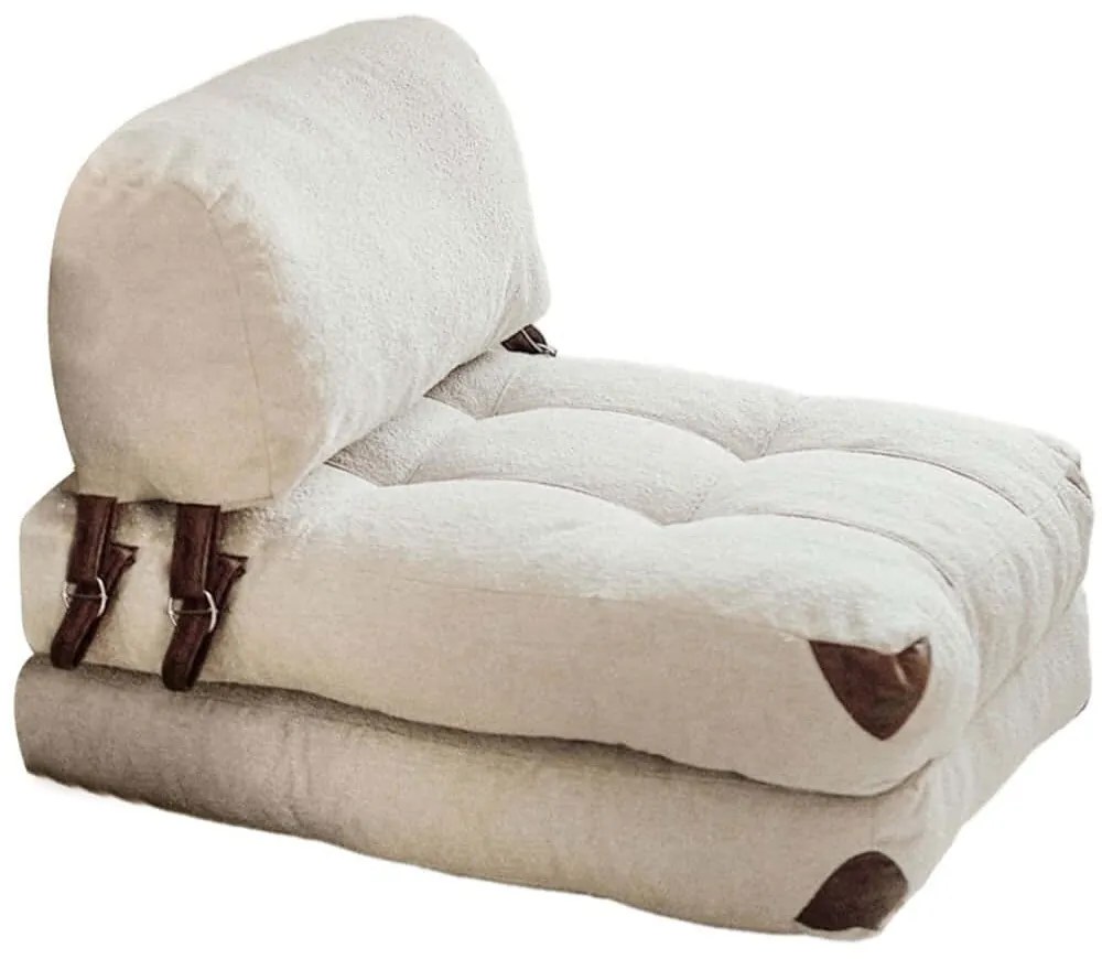Πουφ Πολυθρόνα Αναδιπλούμενη Fold Teddy 383EVN1101 60x80x70cm Cream