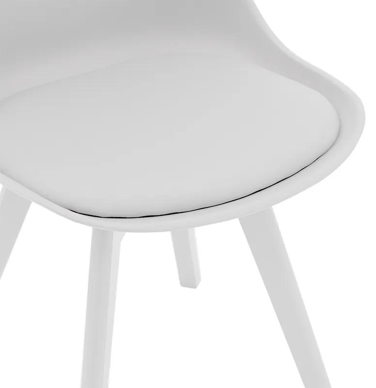 Καρέκλα Gaston pakoworld PP-PU λευκό-πόδι ξύλο λευκό - Πολυπροπυλένιο - 029-000205