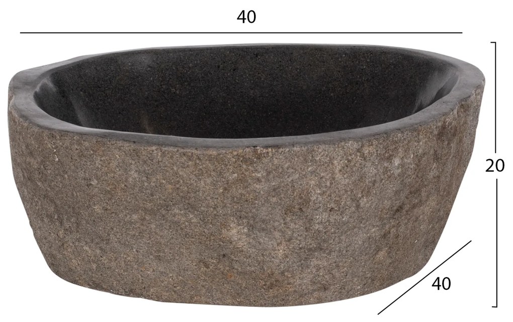 ΝΕΡΟΧΥΤΗΣ STONE SINK ΛΑΞΕΥΜΕΝΗ ΠΕΤΡΑ ΓΚΡΙ ΧΡΩΜΑ 40x40x20Yεκ.HM7807 - HM7807