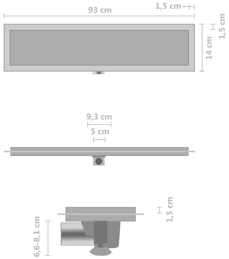 Σιφόνι Ντουζιέρας με Κάλυμμα 2 σε 1 93x14 εκ. Ανοξείδωτο Ατσάλι