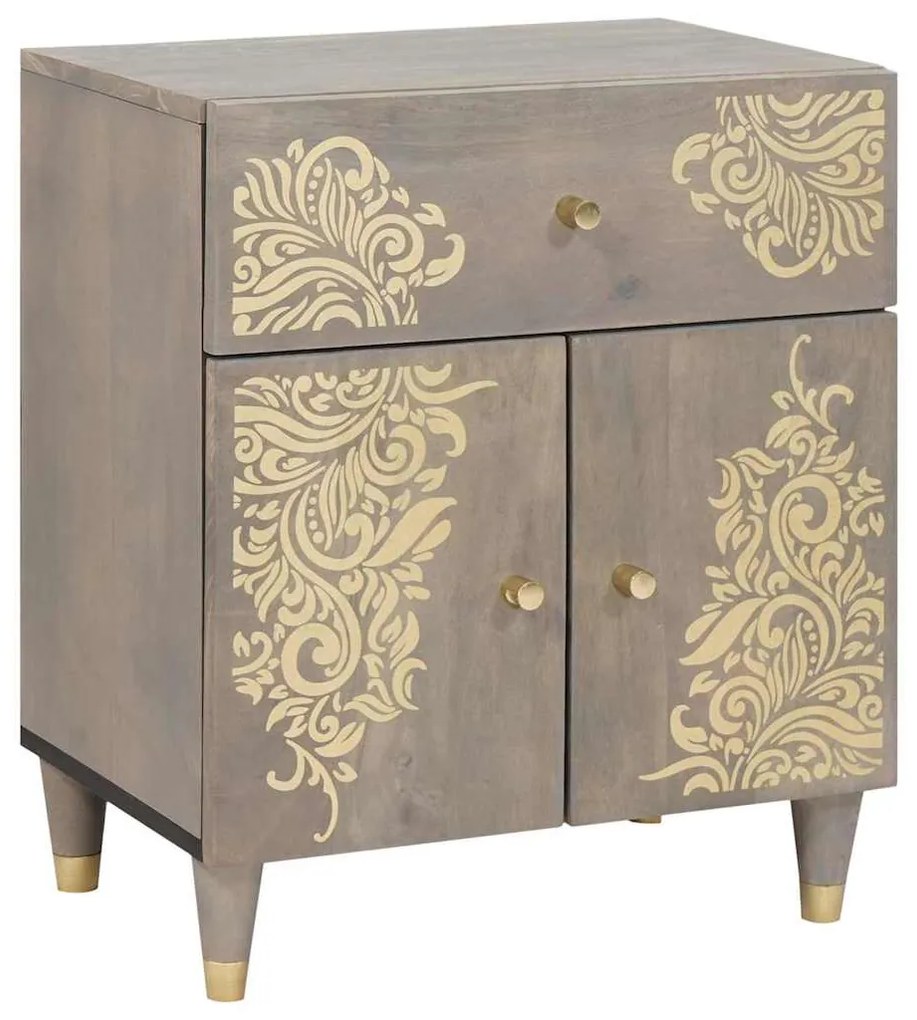 Κομοδίνο με Πόρτα Γκρι 50 x 33 x 60 εκ Στερεό ξύλο μάνγκο