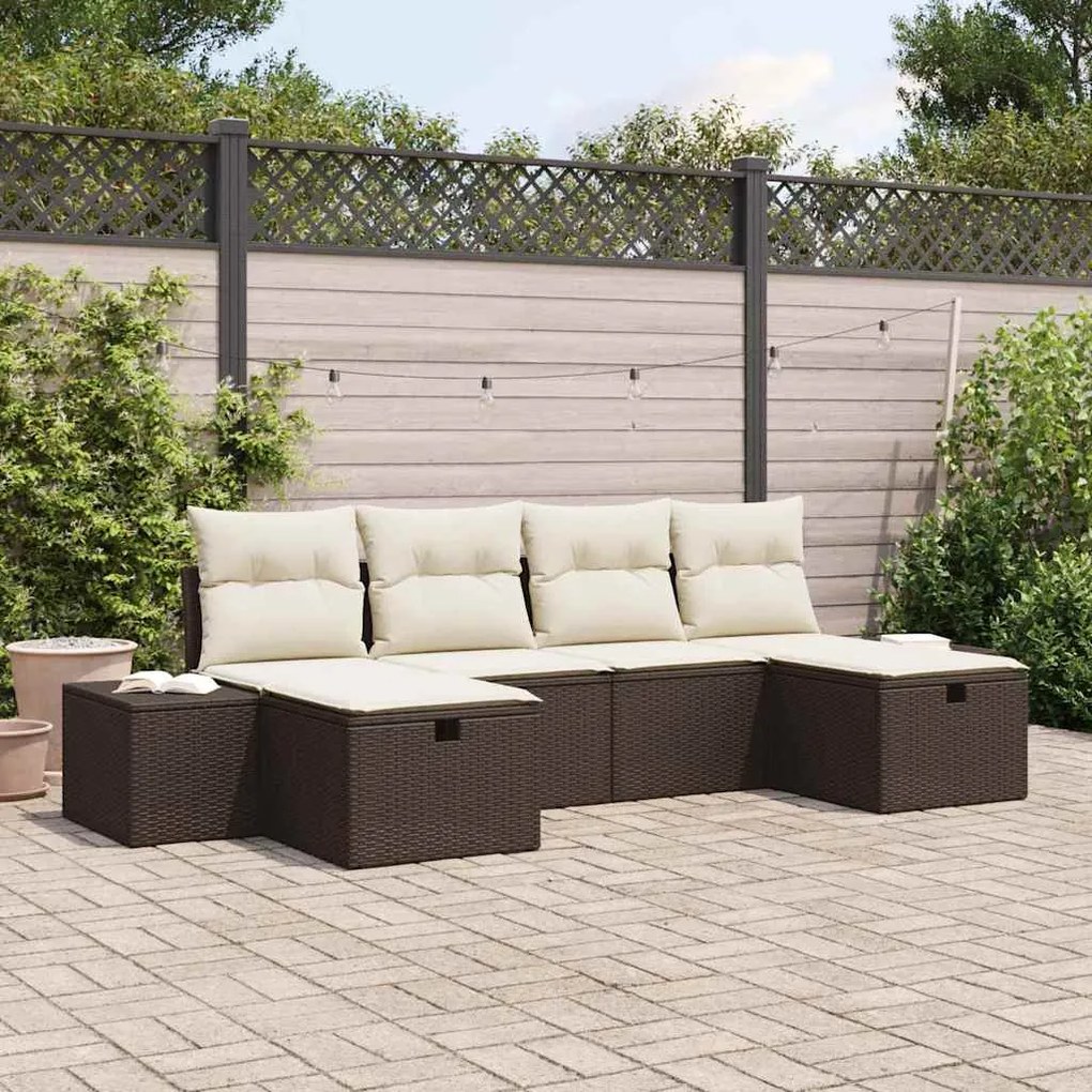 vidaXL Σετ Καναπέ Κήπου 6 pcs Καφέ 55 x 62 x 69 εκ Πολυ ράταν