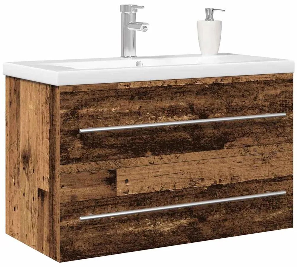 vidaXL Ντουλάπα Νιπτήρα Mπάνιου 2 pcs Παλιό Ξύλο 80 x 38,5 x 48 cm