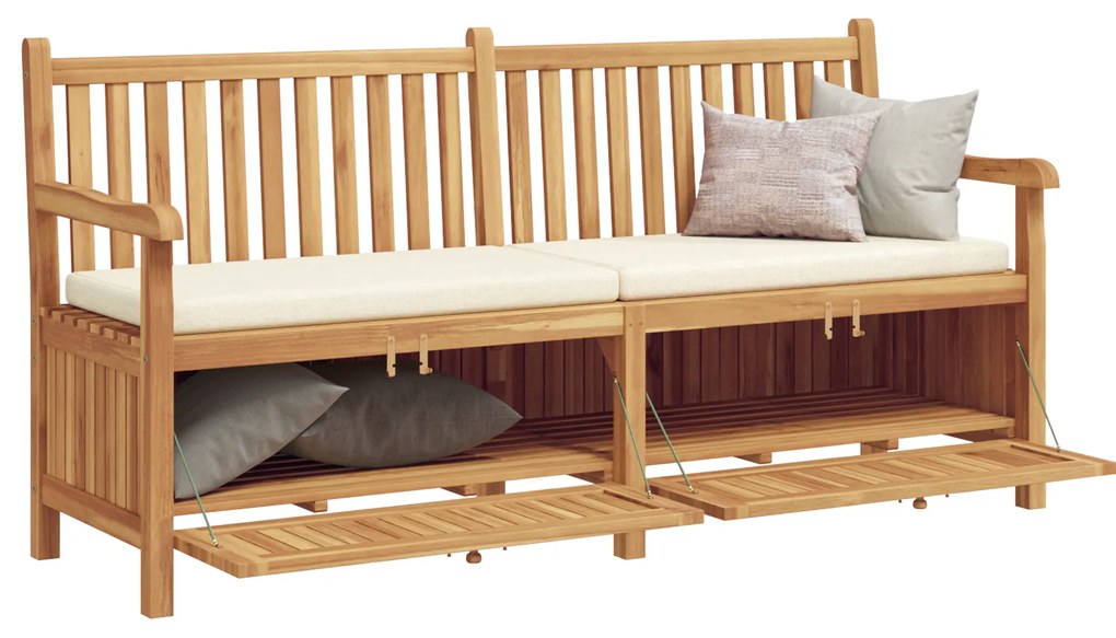 vidaXL Πάγκος Αποθήκευσης Κήπου Καφέ 228 x 60 x 90 εκ Μασίφ ξύλο teak