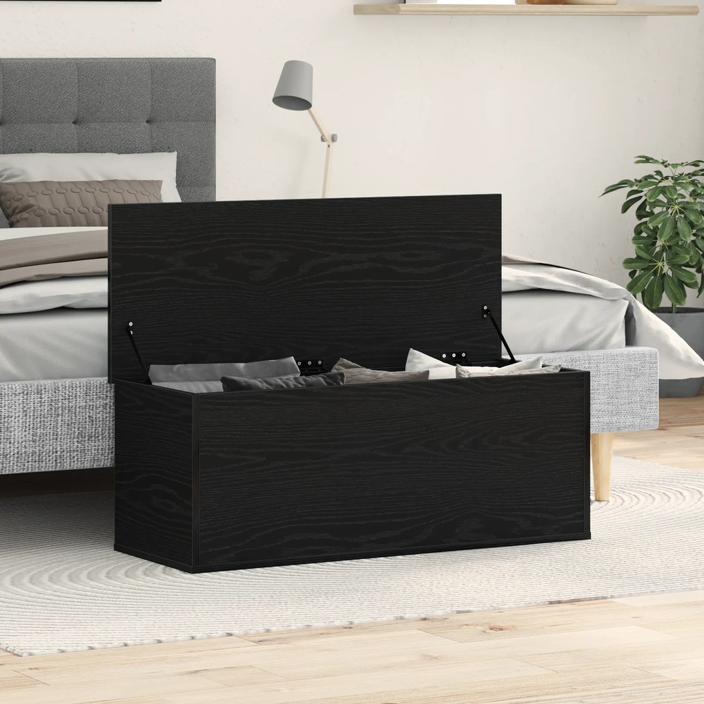 vidaXL Κουτί Αποθήκευσης Μαύρο Δρυς 102x35x35 εκ Επεξεργασμένο Ξύλο