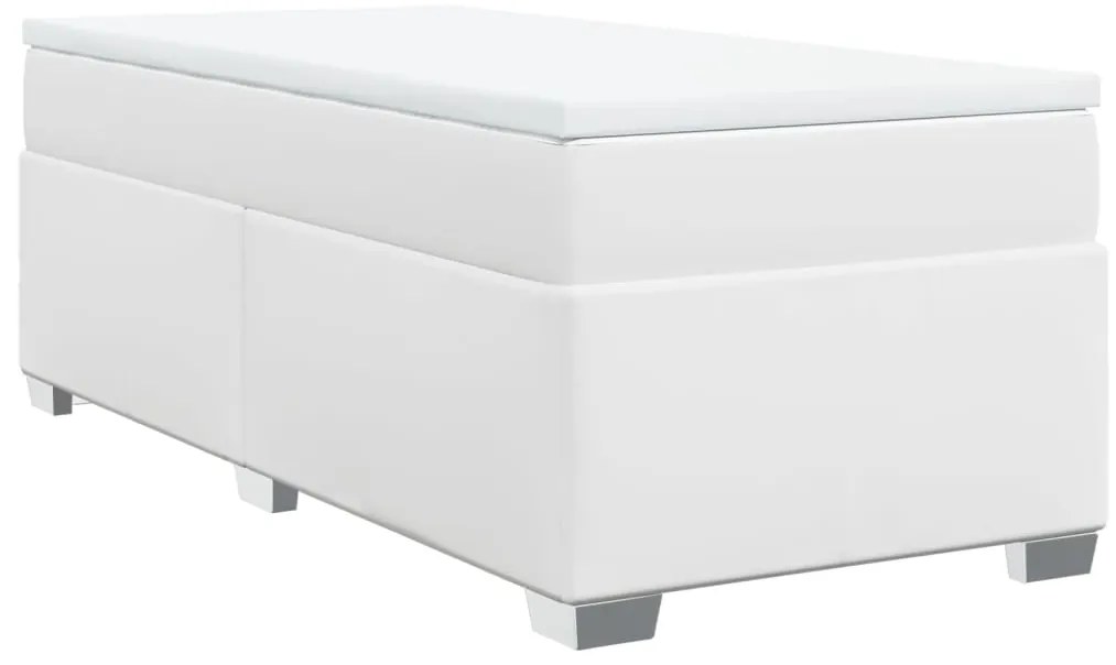 vidaXL Κρεβάτι Boxspring με Στρώμα Λευκό 80 x 200 εκ. Συνθετικό Δέρμα