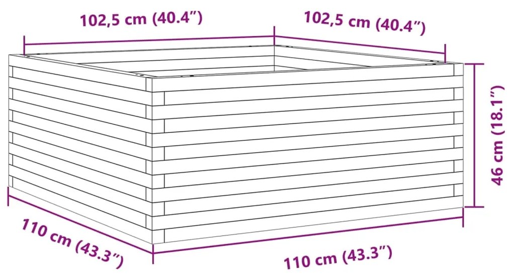 Ζαρντινιέρα Κήπου 110x110x46 εκ. από Εμποτισμένο Ξύλο Πεύκου - Καφέ