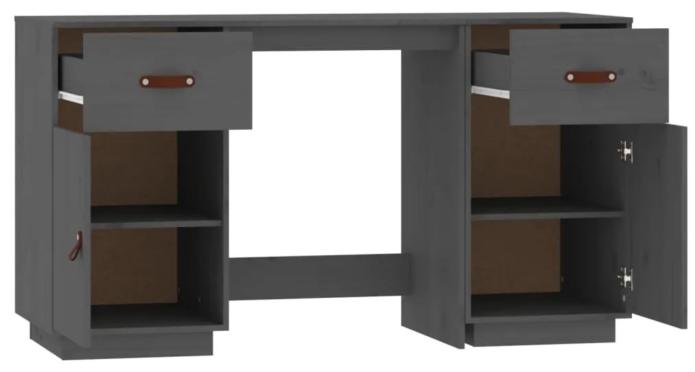 vidaXL Ντουλάπι Γραφείου Γκρι 135x50x75εκ. από Μασίφ Ξύλο Πεύκου
