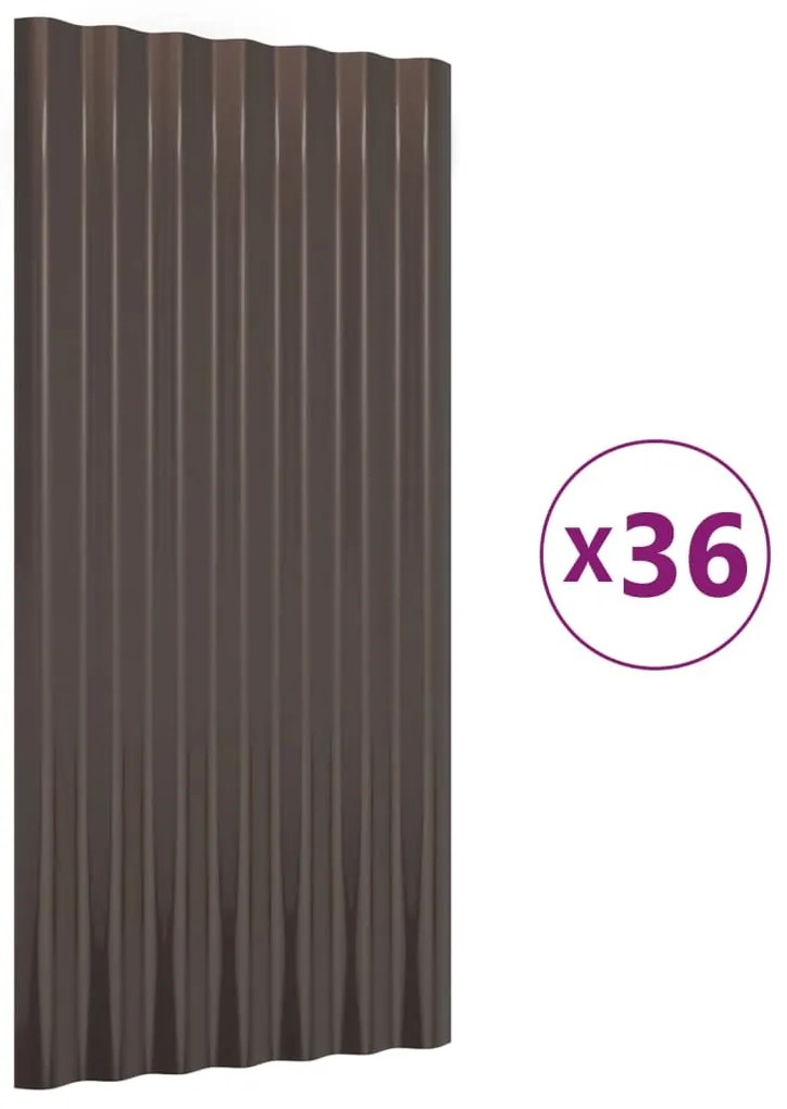 vidaXL Πάνελ Οροφής 36 τεμ. Καφέ 80 x 36 εκ. Γαλβανισμένος χάλυβας