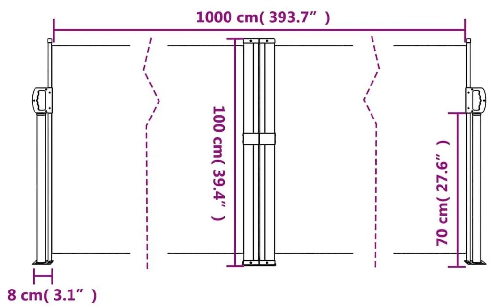 Σκίαστρο Πλαϊνό Συρόμενο Τερακότα 100 x 1000 εκ. - Πορτοκαλί