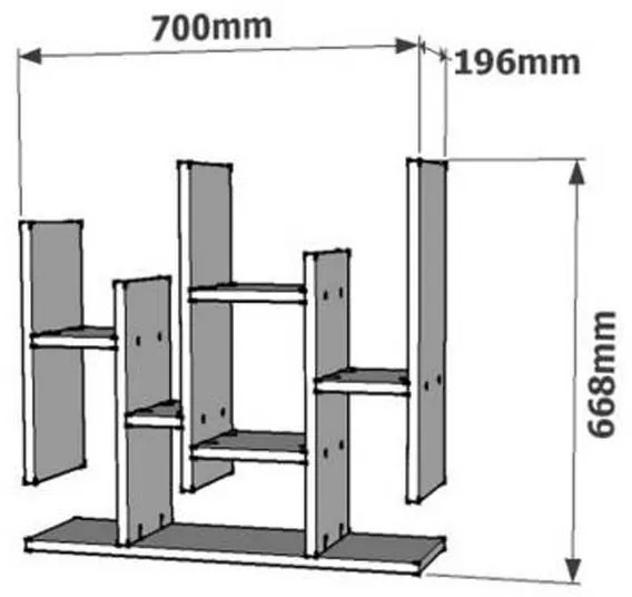 Ραφιέρα τοίχου Bemba pakoworld σε καρυδί απόχρωση 70x19,6x68,8εκ (1 τεμάχια)