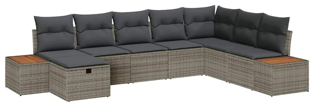 vidaXL Σετ Καναπέ Κήπου 8 pcs Γκρι 55 x 62 x 69 εκ Πολυ ράταν