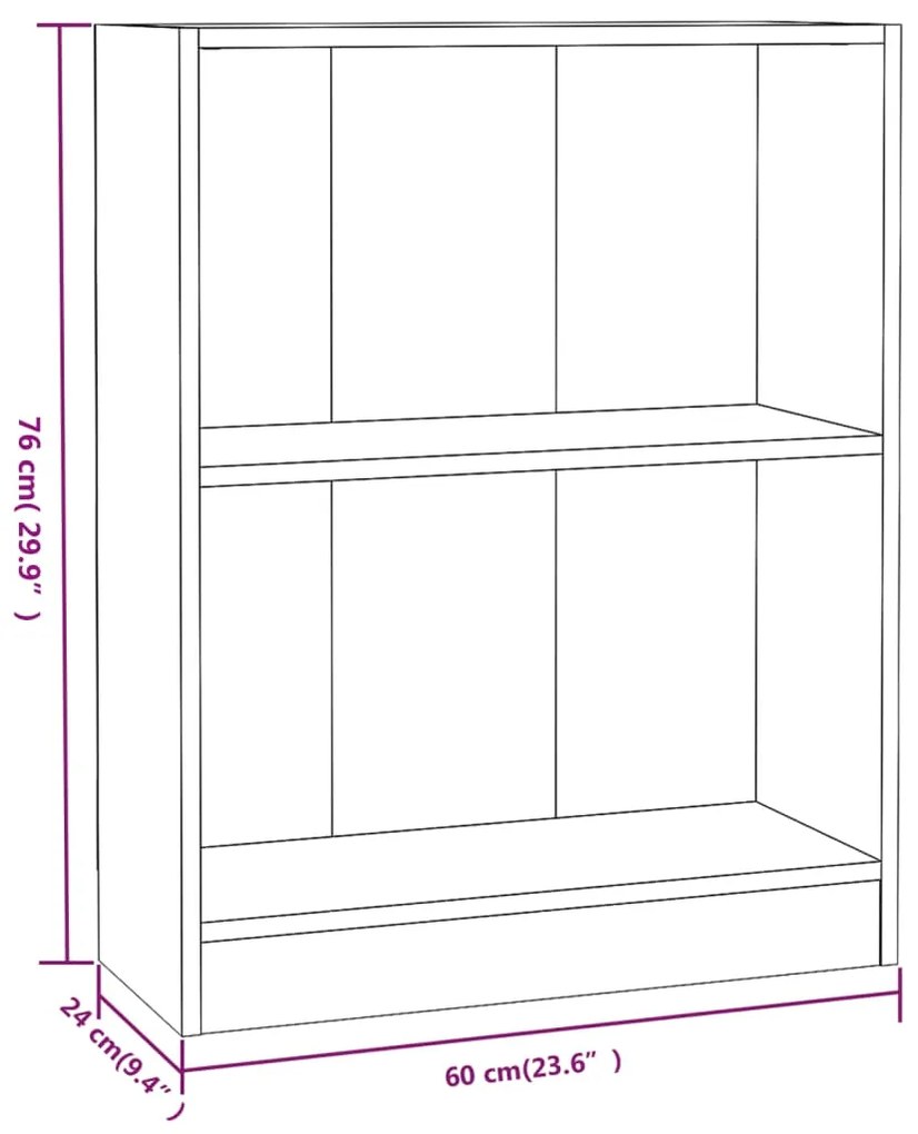 vidaXL Βιβλιοθήκη Καπνιστή Δρυς 60 x 24 x 76 εκ. Επεξεργασμένο Ξύλο